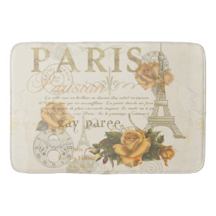 Art-Paris-Rosen-Eiffel-Turm-Bad-Matte KRW Vintage Badematte