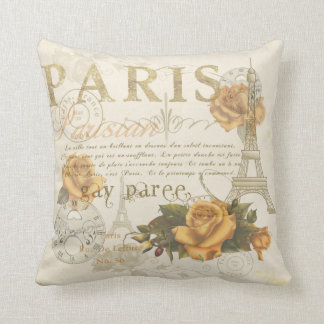 Art-Paris-Rosen KRW Vintage und Eiffel-Turm Kissen