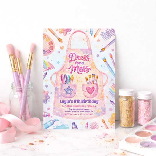 Art Party Birthday Dress for a Mess Einladung