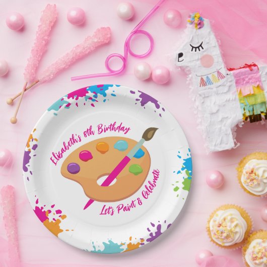 Art Party Craft Painting Girly Birthday Party Pappteller (Party)