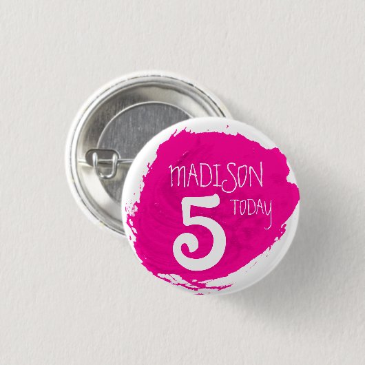 Art Party Farbe dap rosa Namensstufe Schaltfläche Button (Vorne & Hinten)