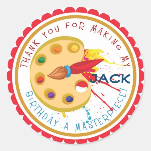 Art Party Geburtstagsaufkleber Runder Aufkleber (Vorderseite)