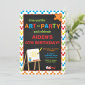 Art Party Geburtstagseinladung, Malerei Party Einladung (Stehend Vorderseite)
