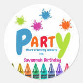 Art Party Kinder Papiertasse Runder Aufkleber (Vorderseite)