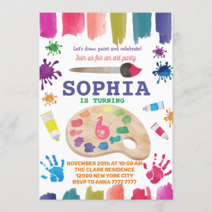 Art Party Kleid für ein Muss Malen Geburtstag Einladung
