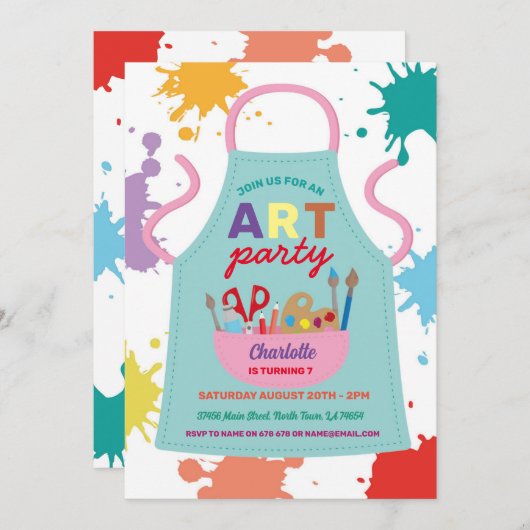 Art Party Malerei Kunsthandwerk Zeichnend Malerei  Einladung (Vorne/Hinten)