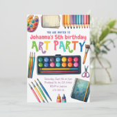Art Party Malerei Künstlerischer Kindergeburtstag Einladung (Stehend Vorderseite)