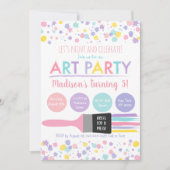 Art Party Paint Party Pastel Geburtstag Einladung (Vorderseite)