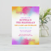 Art Party Paint Spritzer Rainbow Kinder Einladung (Stehend Vorderseite)