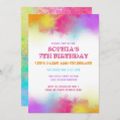 Art Party Paint Spritzer Rainbow Kinder Einladung (Vorne/Hinten)