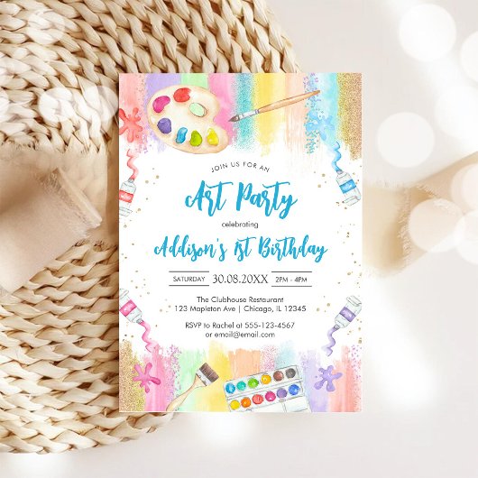 Art Party Painting Craft Birthday Invitation Einladung