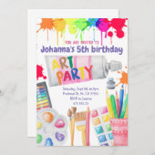 Art Party Paints Kindergeburtstag Einladung (Vorne/Hinten)