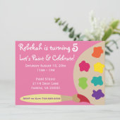 Art Party Palette Einladungen - Rosa (Stehend Vorderseite)