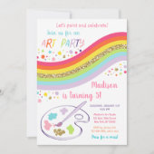 Art Party Rainbow Birthday Einladung (Vorderseite)