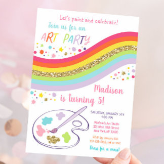Art Party Rainbow Birthday Einladung