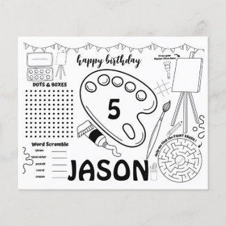 Art Party Tischsets, Kunstaktivität Farbseite