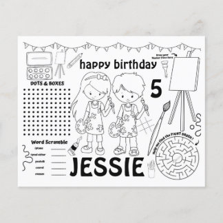 Art Party Tischsets, Kunstaktivitäten und Farbblät