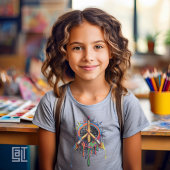 Art Peace Symbol Brush and Pencil Education T-Shirt