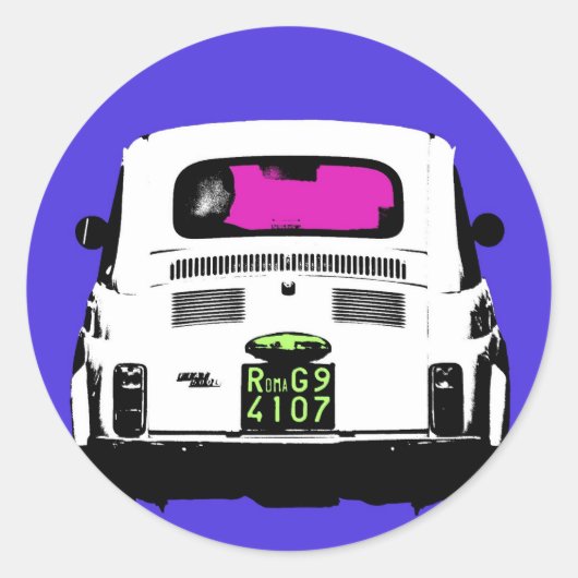 Art Pop Art Fiat 500 in Rom Runder Aufkleber (Vorderseite)