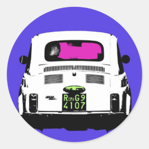 Art-Popkunst Fiat 500 in Rom Runder Aufkleber