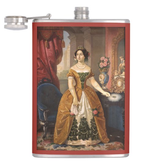 Art Portrait benutzerdefinierte Monogramm-Flasche Flachmann (Geöffnet)