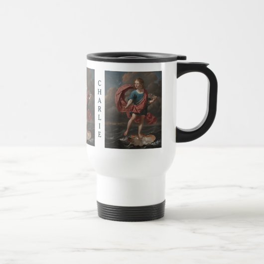 Art Portrait benutzerdefinierte Monogramm-Tasse Reisebecher (Rechts)