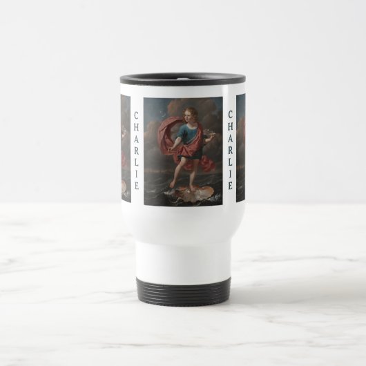 Art Portrait benutzerdefinierte Monogramm-Tasse Reisebecher (Mittel)