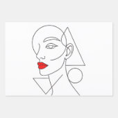 Art Portrait of Woman mit Rote Rose Geschenkpapier Set (Vorderseite 2)