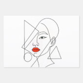 Art Portrait of Woman mit Rote Rose Geschenkpapier Set (Vorderseite 3)