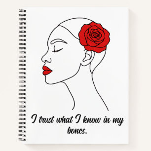 Art Portrait of Woman mit Rote Rose Notizblock