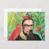 Art Post Card RGB Ruth Gader Ginsburg und Bird Postkarte (Vorne/Hinten)