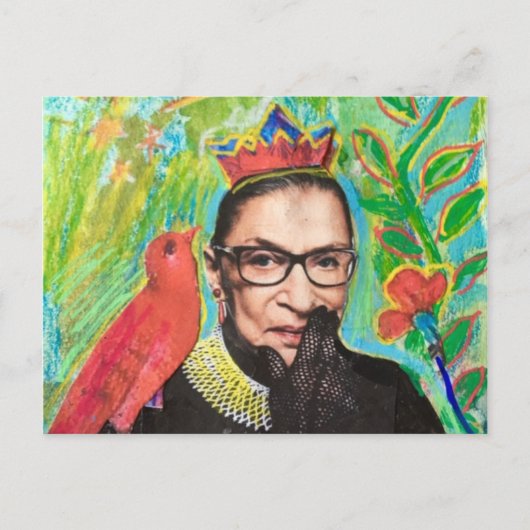 Art Post Card RGB Ruth Gader Ginsburg und Bird Postkarte (Vorderseite)
