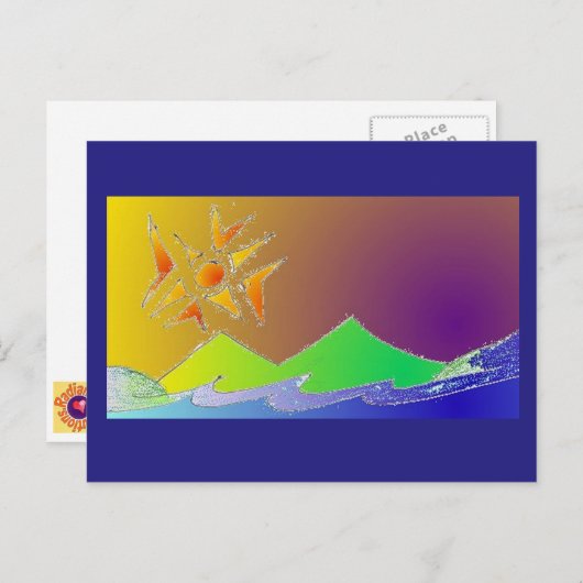 Art Postcard 5 - Insel Meer Postkarte (Vorne/Hinten)