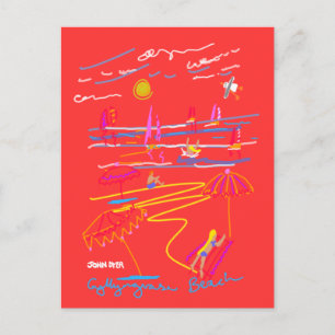 Art Postcard: Gyllyngvase Beach Sommer Zeichnend Postkarte