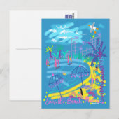 Art Postcard: Larvotto Beach Monaco Sommer Zeichne Postkarte (Vorne/Hinten)