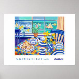 Art Poster: Cornish Tea Time. (Cornish Blue) Poster