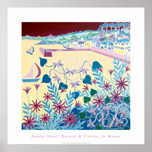 Art Poster: Daisies & Violets, St Mawes, Cornwall Poster (Vorne)