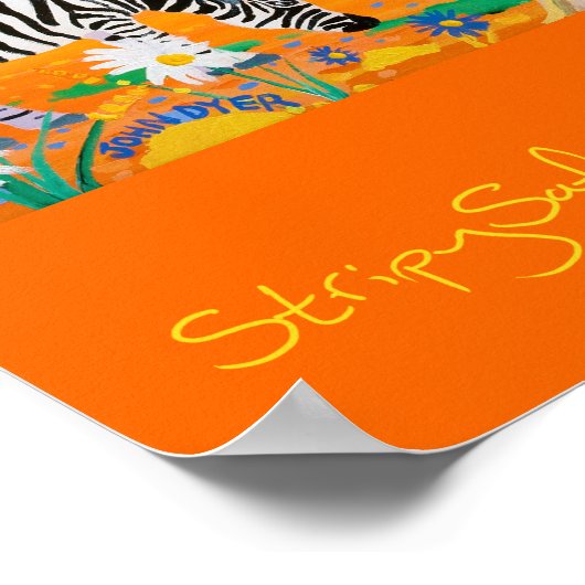 Art Poster: Stripy Safari Sonnenuntergang im Zoo Poster (Ecke)