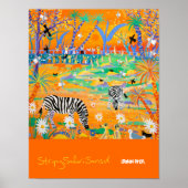 Art Poster: Stripy Safari Sonnenuntergang im Zoo Poster (Vorne)