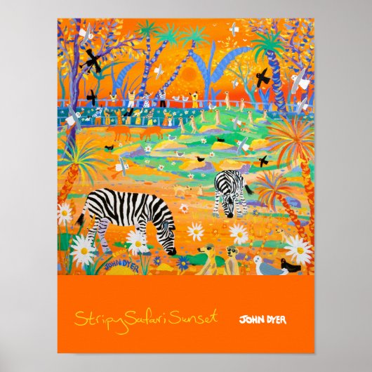 Art Poster: Stripy Safari Sonnenuntergang im Zoo Poster (Vorne)