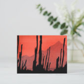 Art Postkarte 11: Kaktus / Wüstenberg / Tinte (Stehend Vorderseite)