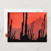 Art Postkarte 11: Kaktus / Wüstenberg / Tinte (Vorne/Hinten)