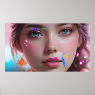 Art Potpourri  AI Girl and Abstract Poster