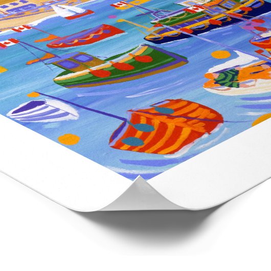 Art Print: Boote im Hafen, St Ives, Cornwall Poster (Ecke)