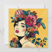 Art Print Card Frau mit Blume Kranz (Vorderseite)