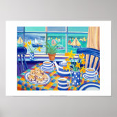 Art Print: Cornish Tea Time. (Cornish Blue) Poster (Vorne)