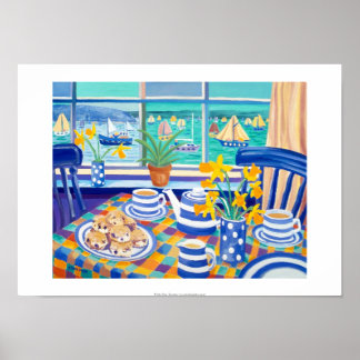 Art Print: Cornish Tea Time. (Cornish Blue) Poster