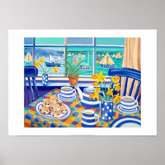 Art Print: Cornish Tea Time. (Cornish Blue) Poster (Vorne)