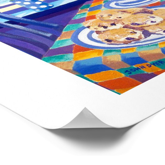 Art Print: Cornish Tea Time. (Cornish Blue) Poster (Ecke)