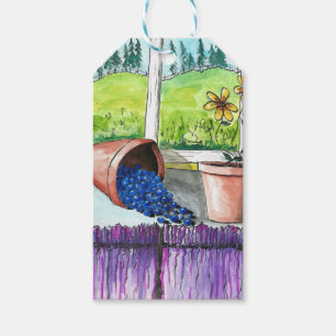 Art Print Gift Tag, Tinte Wasserfarbe Folk Art Tag Geschenkanhänger